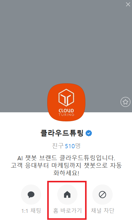 카카오톡채널 홈 화면
